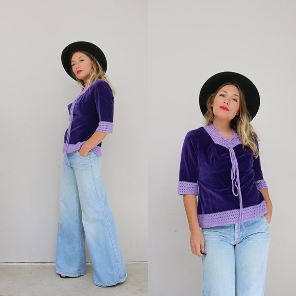 1970'sGerman Peltex Gierlings Velvet Shirt // Women's Size Small to Medium - Picture 4 of 4